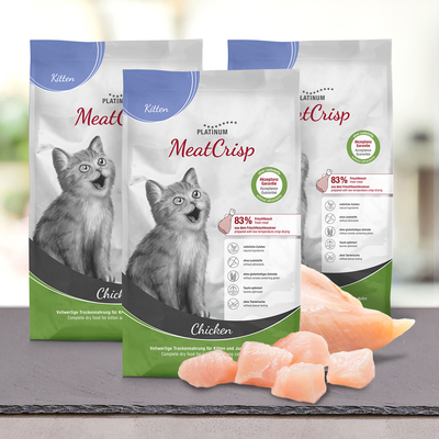 MeatCrisp Kitten Chicken macskaeledel kölyök és fiatal macskáknak 3x1,5 kg