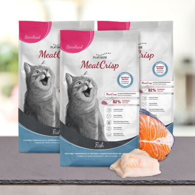 MeatCrisp Sterilised Fish macskaeledel ivartalanított macskáknak 3x1,5 kg