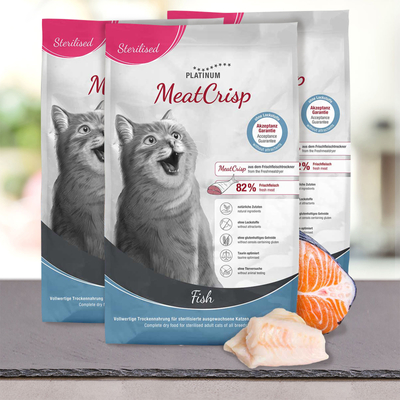 MeatCrisp Sterilised Fish macskaeledel ivartalanított macskáknak 3x3 kg