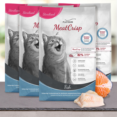 MeatCrisp Sterilised Fish macskaeledel ivartalanított macskáknak 4x3 kg