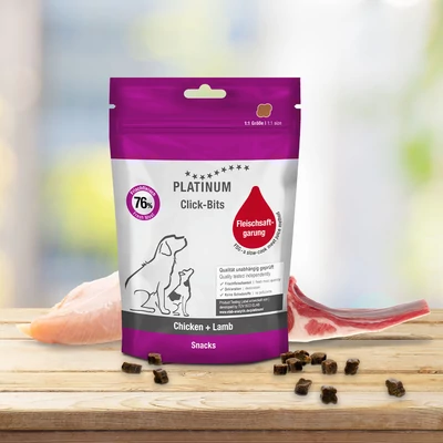 PLATINUM Jutalomfalat Click-Bits Chicken+Lamb 150 g / Csirke+Bárány 1 zacskó