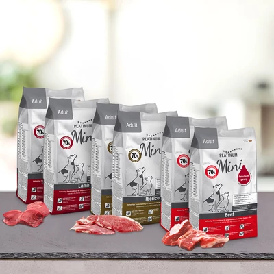 PLATNUM MINI csirke mentes száraztáp csomag - Marha, bárány, ibériai sertés