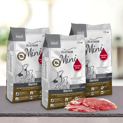 Adult Iberico + Greens MINI / Ibériai sertés + Zöldség felnőtt kutyatáp 3 x 900 g