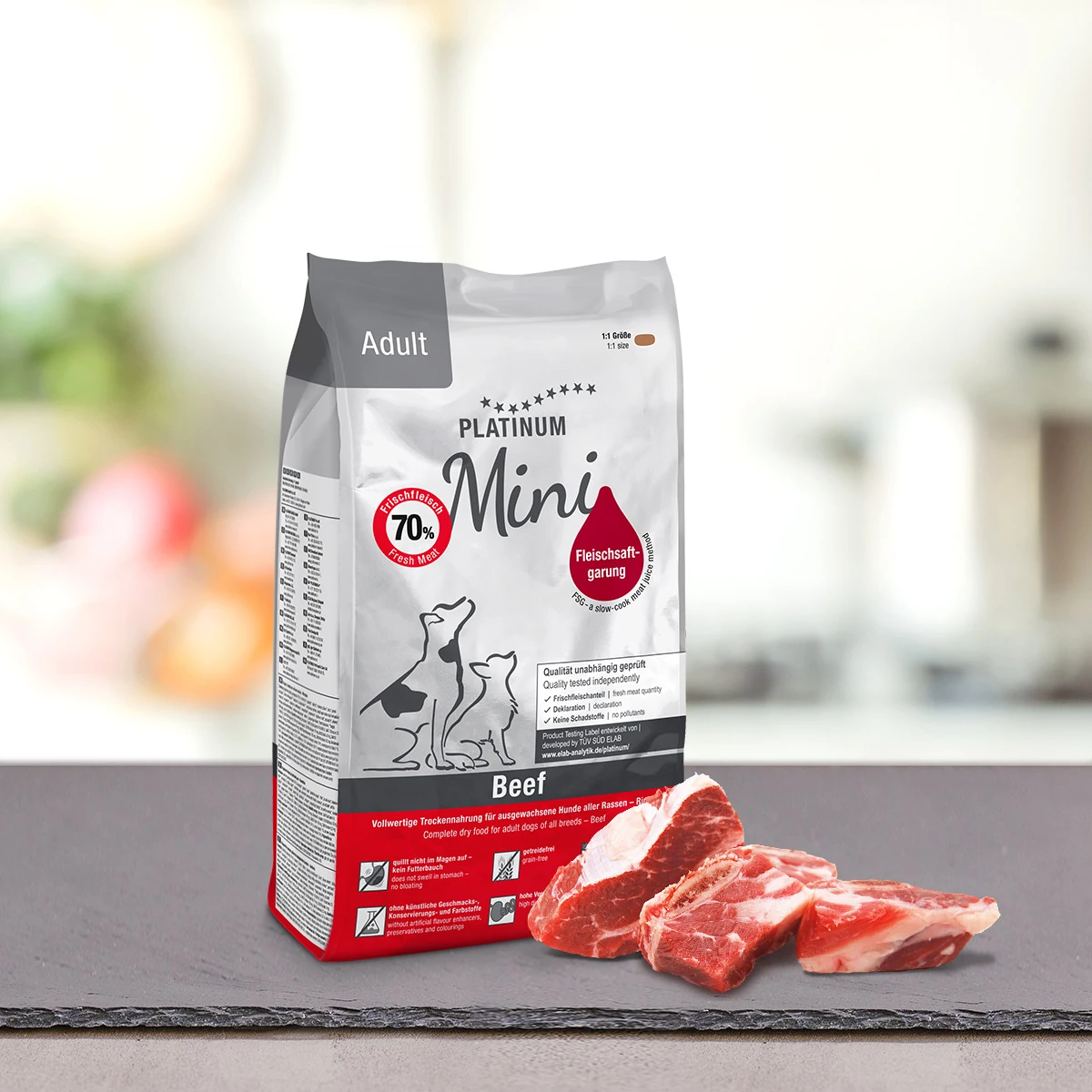 PLATINUM Mini Adult 900g × 3袋➕おためし3袋 trockenfutter-hund-adult-beef-